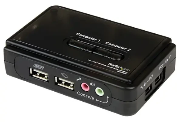 StarTech 2-portový USB KVM switch s audiom / KVM switch / 2x PC / USB / audio / káble súčasťou balenia (SV211KUSB)