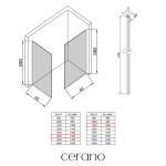 CERANO - Sprchová zástena Walk-in Crystal TL/P - 10 mm - bezvzperový systém + polička/držiak na uteráky - čierna matná, grafitové sklo - 140x110x200 CER-8050BD81811
