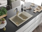 MEXEN/S MEXEN/S - Gaspar granitový drez 1.5 s odkvapkávačom vrátane batérie Flora, béžová 6507-69-670401-57-G