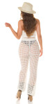 Sexy Set in crochet look Pants + Crop Top KHAKI Einheitsgroesse