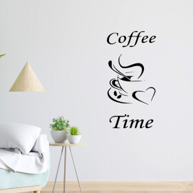 Veselá Stena Samolepka Coffee time Farba: čierna, Veľkosť: 60 x 30 cm