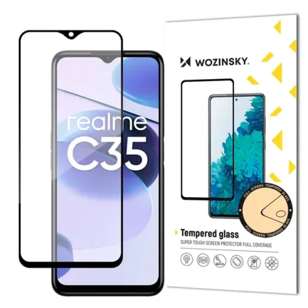 Wozinsky Ochranné tvrdené sklo pre Realme C35 čierna / Tvrdené sklo / Full Glue / Lepenie cez celý displej