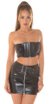 Sexy 2v1 Bandeau Crop Top flitrami zipsom black