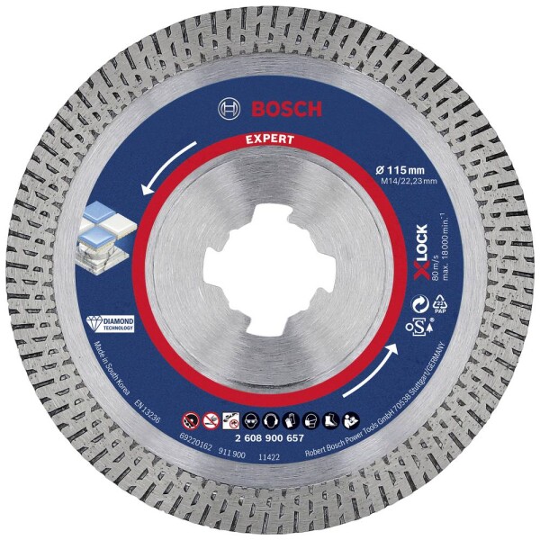 Bosch Accessories 2608900657 EXPERT HardCeramic X-LOCK diamantový rezný kotúč Priemer 115 mm Ø otvoru 22.23 mm kámen, betón, cihla 1 ks; 2608900657