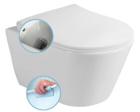SAPHO - AVVA CLEANWASH závesná WC misa s bidet. spŕškou, Rimless, 35,5x53cm, biela 100312