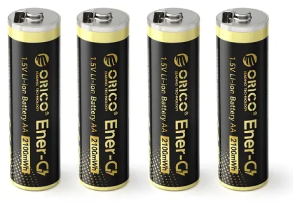 Orico Ener-G EG5C čierna / Nabíjacia batéria AA / USB-C / 1,5 V / 2100mWh / 4 ks