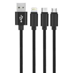 Setty GSM043225 3v1 USB 2.0 (M) - USB-C/MicroUSB/Lighting (M) čierna / dátový kábel / 1m (GSM043225)