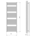 AQUALINE - TONDI-E elektrické vykurovacie teleso, rovné, 450x1690 600 W, čierna mat DE446T