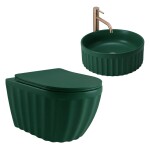 REA - Súprava: Závesná WC misa + Umývadlo na dosku Duo Matcha Matt KPL-K3002