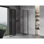 MEXEN/S - Mist Lsprchovací kút päťboký krídlový asymetrický ľavá 80 x 90, čierna okraj, čierna 8A8L-080-090-70-70-L
