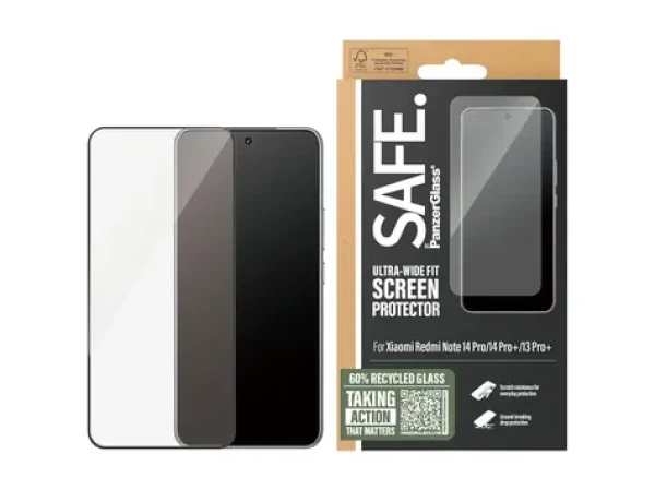 PanzerGlass Safe Ultra-Wide Fit priehľadné / Ochranné sklo / XIAOMI Redmi Note 14 Pro, 14 Pro+, 13 Pro+ / plne nalepovacie (SARNUWFG59453)