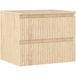 MEXEN/S - Rivel kúpeľňová skrinka pod umývadlo 60 cm s doskou, 2 zásuvky, reliéf, dub 91A20-06047-2-BFFC81