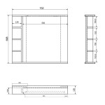 AQUALINE - KORIN STRIP zrkadlo s LED osvetlením a poličkami 70x70x12cm KO360S