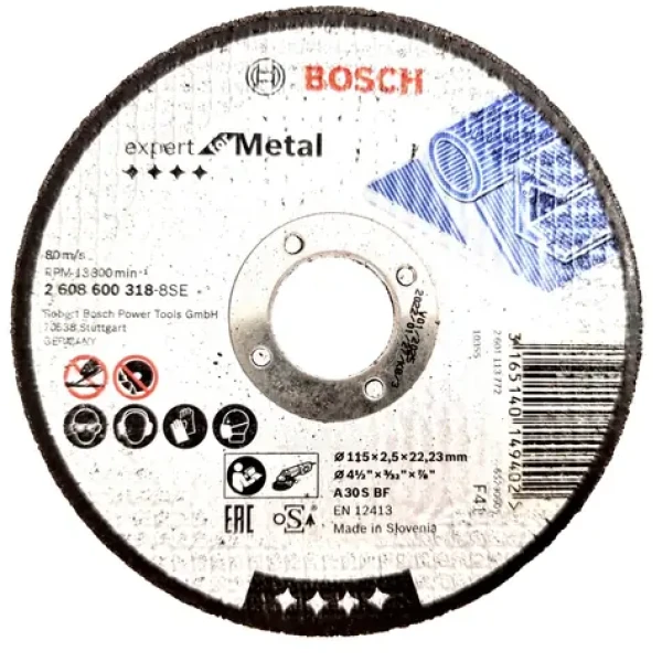 BOSCH 2608600318 / Rezací kotúč na kov / Priemer 115 x 22.23 mm / Šírka rezu 2.5 mm (2608600318)