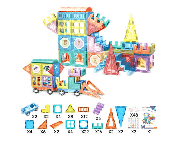 Mamido Mamido Farebná magnetická stavebnica s autíčkami 139 dielikov MT1590