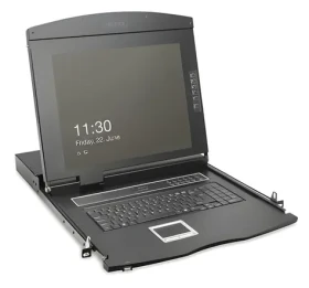 Digitus Modulárny KVM / Konzola / 19" TFT LCD / 8- Port VGA switch / 1U rack / QWERTY klávesnica (DS-72221-2GE)