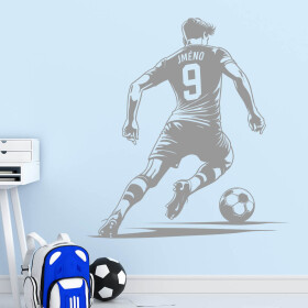 Veselá Stena Samolepka Futbalista s menom Farba: šedá, Veľkosť: 40 x 43 cm
