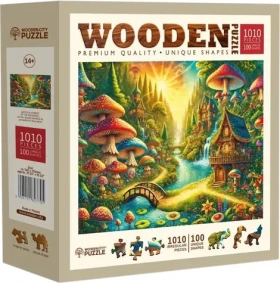Wooden City Drevené puzzle Mystický les pri vodopáde