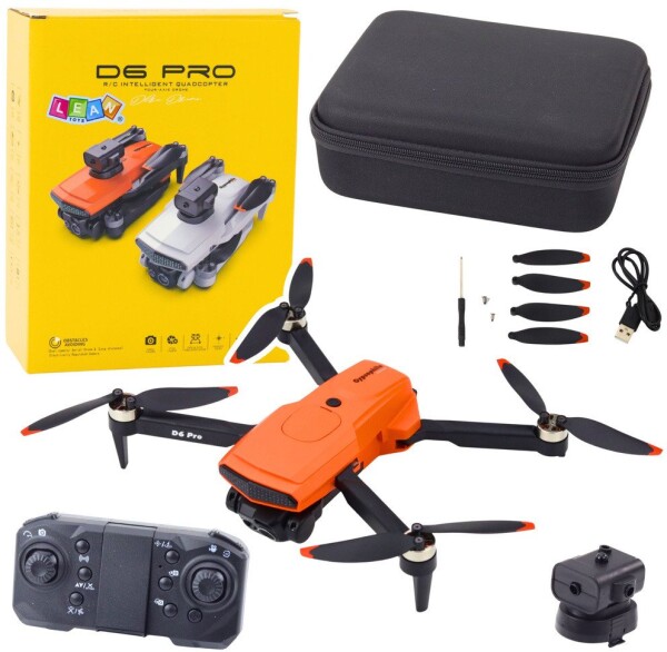 LeanToys Dron D6 PRO Podwójna Kamera HD Światła LED Oranžový