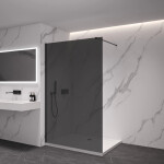 CERANO - Sprchová zástena Walk-in Onyx Cube Ľ/P - 8 mm - hranatá vzpera - čierna matná, grafitové sklo - 110x200 CER-8050BD697