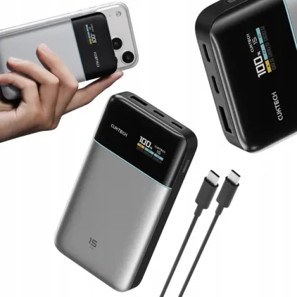 Cuktech PB150S 100W PowerBanka sivá / 15000mAh / 2x USB-C + USB-A (6977556351112)