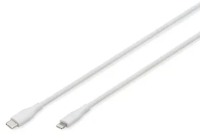 Digitus USB-C - Lightning biela / Nabíjací a dátový kábel / silikón / 0,5 m / MFI / 60 W / USB 2.0 (AK-600110-005-W)