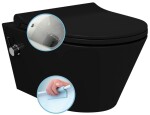 SAPHO - AVVA CLEANWASH závesná WC misa, integrovaná batéria a bidetová spŕška, Rimless, 35,5x53cm, čierna mat 100315-110