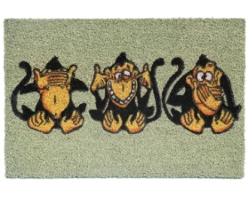 Rohožka Tri opice 40x60 cm, zelená%