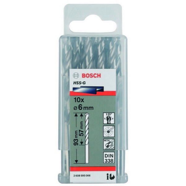 Vrták do kovu BOSCH HSS-G, 6x57x93mm 10ks v balenie