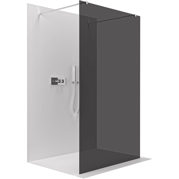 CERANO - Sprchová zástena Walk-in Onyx Duo Ľ/P - 8 mm - hranatá vzpera - chróm, grafitové sklo - 100x200 CER-8050BD1763
