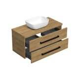 Kúpeľňová skrinka s čiernou úchytkou a krycou doskou SAT Cube Way 100x47,5x46 cm dub Hickory mat CUBE46C1003DHSAT45 CUBE46C1003DHSAT45