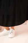 Dámske plus size šaty s krátkymi rukávmi a volánom z ľahkej viskózy čiernej farby UNI