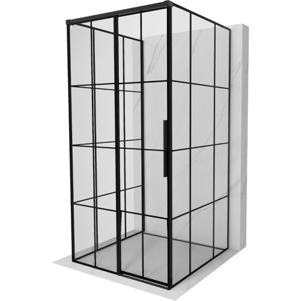 MEXEN/S - Rox-3S sprchovací kút 3 stenný, posuvný ľavá 90 x 90, čierna kratka, čierna 8C2-090-090-70-77-3S-L