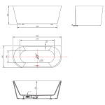 AQUALINE - TAJO nástenná stojaca vaňa 180x80cm, biela E1990