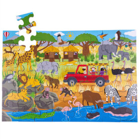 Bigjigs Toys Podlahové puzzle Africké dobrodružné