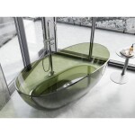 MEXEN - Pure olive voľne stojaca vaňa transparentná 170 x 80, korok chróm 58071708001