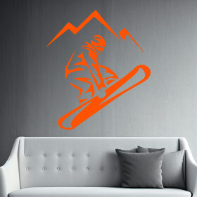 Veselá Stena Samolepka Snowboardista Farba: oranžová, Veľkosť: 40 x 45 cm