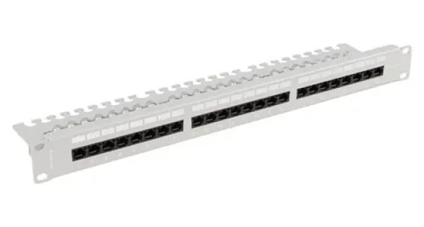 Lanberg sivý / Patch panel / 24 portov / Cat6A / UTP / s policou / 1U / 19" (PPUA-1124-S)