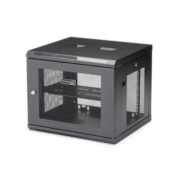 StarTech 9U Nástenný rozvádzač čierna / Nástenný rack / 19" / 600×551 mm / Nosnosť 90 kg (RK920WALM)