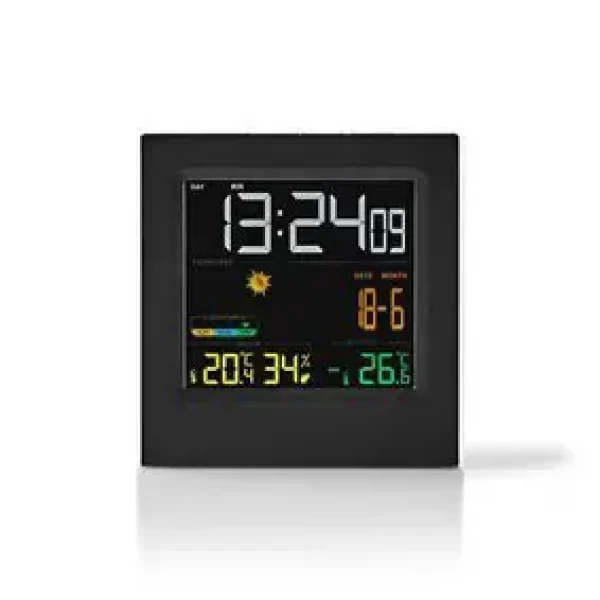 Nedis Meteorologická stanica šedá / Vnútorná a Vonkajšia / Predpoveď počasia / Zobrazením času / LED (WEST404BK)