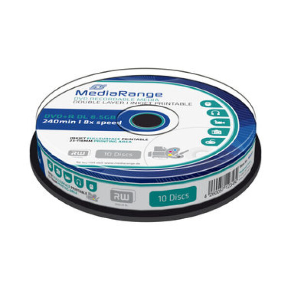 MediaRange DVD+ R 8.5GB 8x Dual Layer spindl 10ks - Inkjet Printable (MR468)