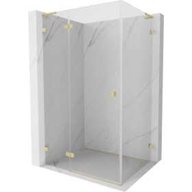 MEXEN/S - Lunar L sprchový kút dvere krídlové ľavá 70 x 80, transparent, zlato kartáčovaná 834L-070-080-55-00-L
