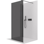 CERANO - Sprchová zástena Walk-in Onyx Corner Round Ľ/P - 8 mm - okrúhla vzpera - čierna matná, grafitové sklo - 100x110x200 CER-670127