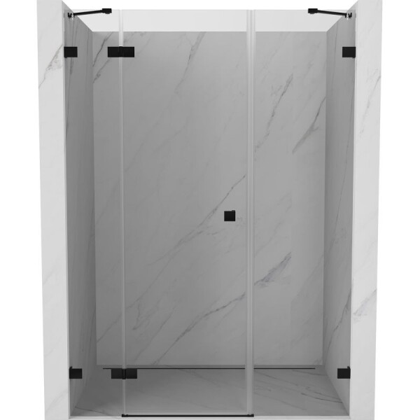 MEXEN/S - Lunar sprchové dvere krídlové ľavé 155, transparent, čierna 834S-155-050-70-00-L