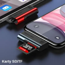 USAMS SJ430 strieborná / Čítačka pamäťových kariet / SD / microSD / Lightning (SJ430DKQ01)