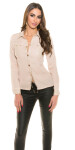 Sexy Koucla blouse with leatherlook and buttons BEIGE