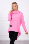 Dámska predĺžená mikina s kapucňou 9116 Pink - K-Fashion UNI růžová