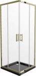 MEXEN/S - Rio sprchovací kút štvorec 80x80, transparent, zlatá + čierna vanička so sifónom 860-080-080-50-00-4070G