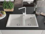 MEXEN/S MEXEN/S - Tomas granitový drez 2-bowl vrátane batérie Rita, biela 6516-20-670300-20