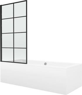 MEXEN/S - Cube obdĺžniková vaňa 170 x 80 cm s panelom + vaňová zástena 80, čierna vzor fix 550517080X9308007077